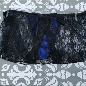 Rene Rofe Blue Thong Lace Bottoms